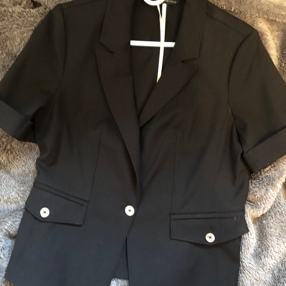 White House Black Market Black Short Sleeve Jacket - Picture 2 of 3